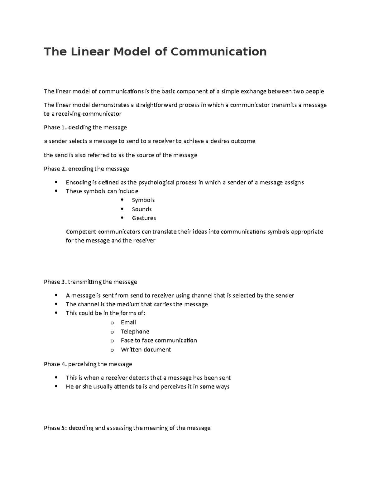 linear model of communication essay