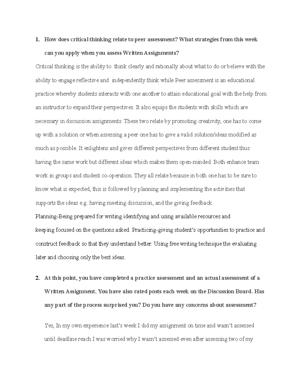 How does critical thinking relate to peer assessment - It also equips ...