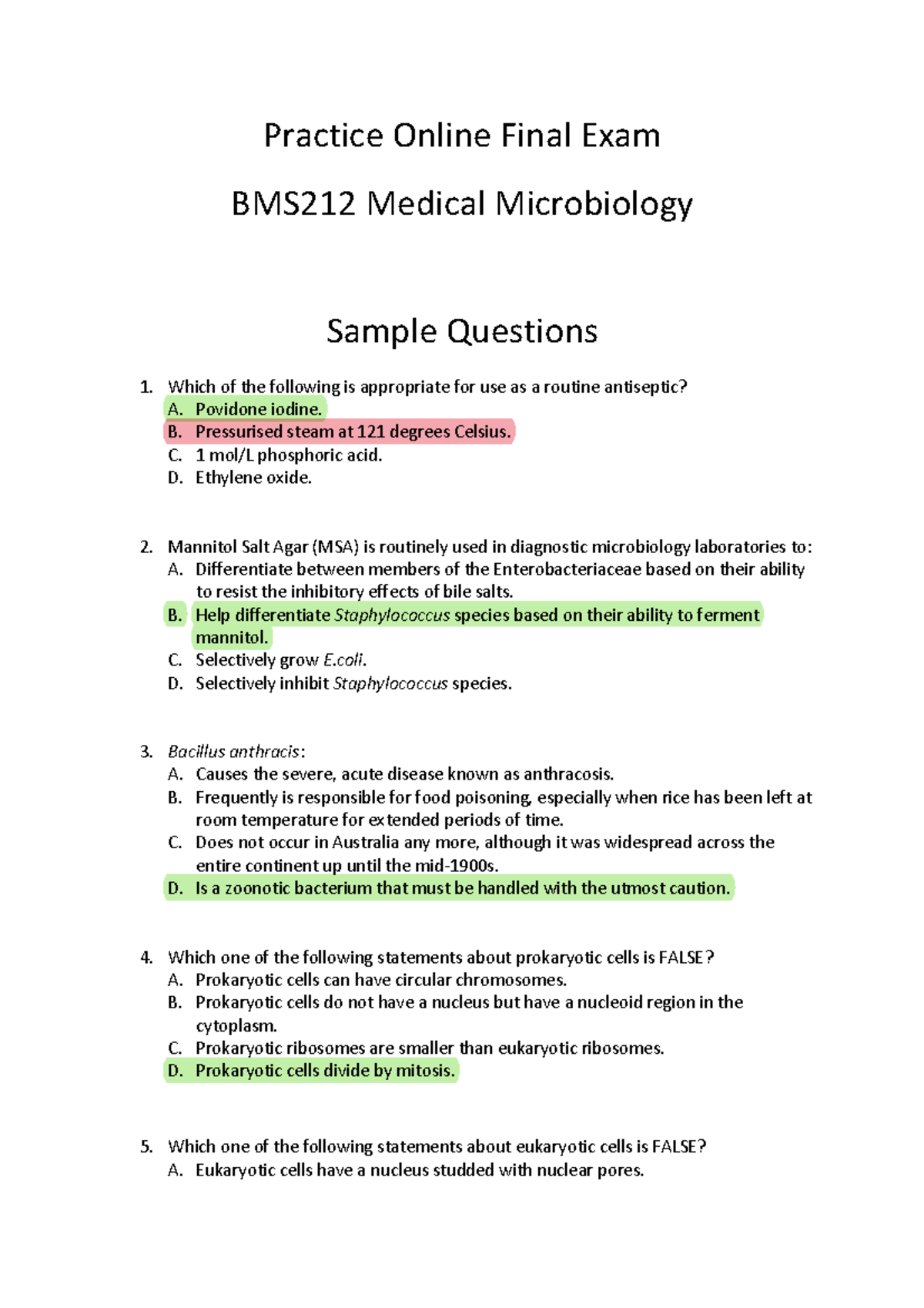 Final exam prac lab manual medical microbiology 2021 great exam prep