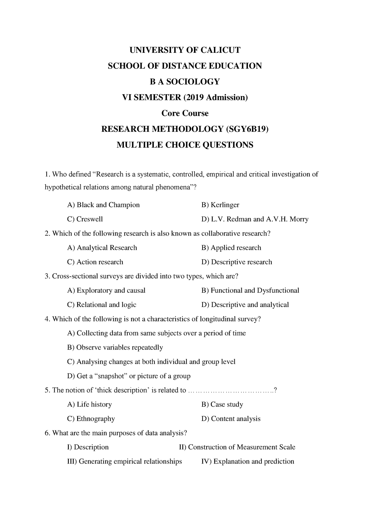 Mcq 1 - Fxfhxdhdhdhhh - UNIVERSITY OF CALICUT SCHOOL OF DISTANCE ...