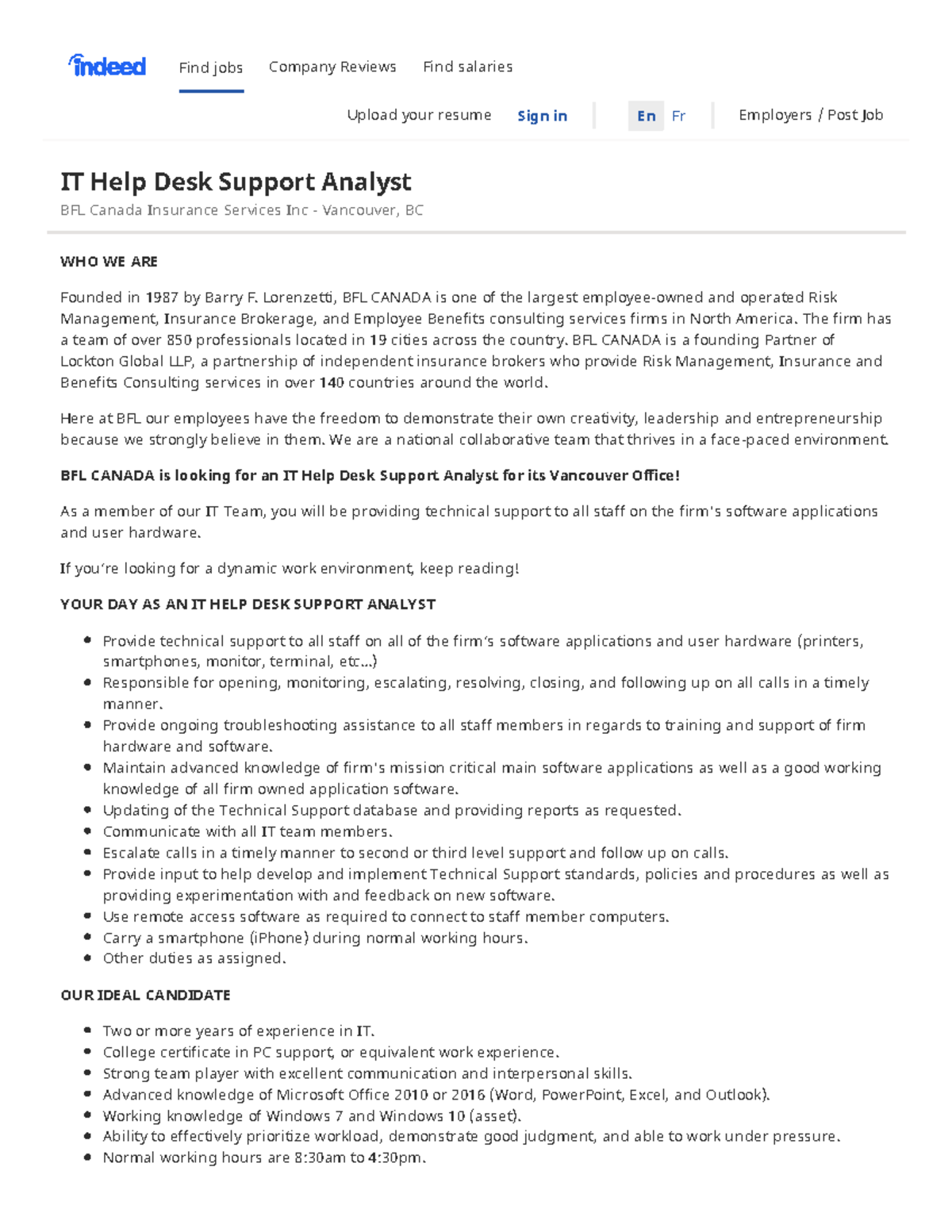 Copy of advertisement Assignment 6 IT Help Desk Support Analyst BFL