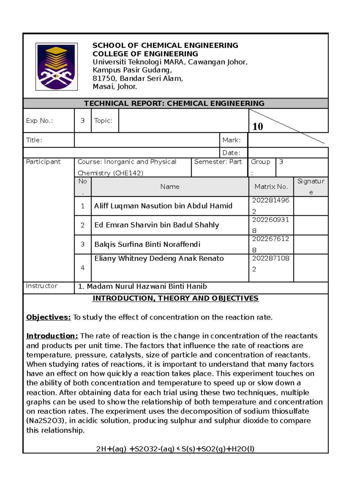 che142-rate-of-reaction-lab-report-school-of-chemical-engineering