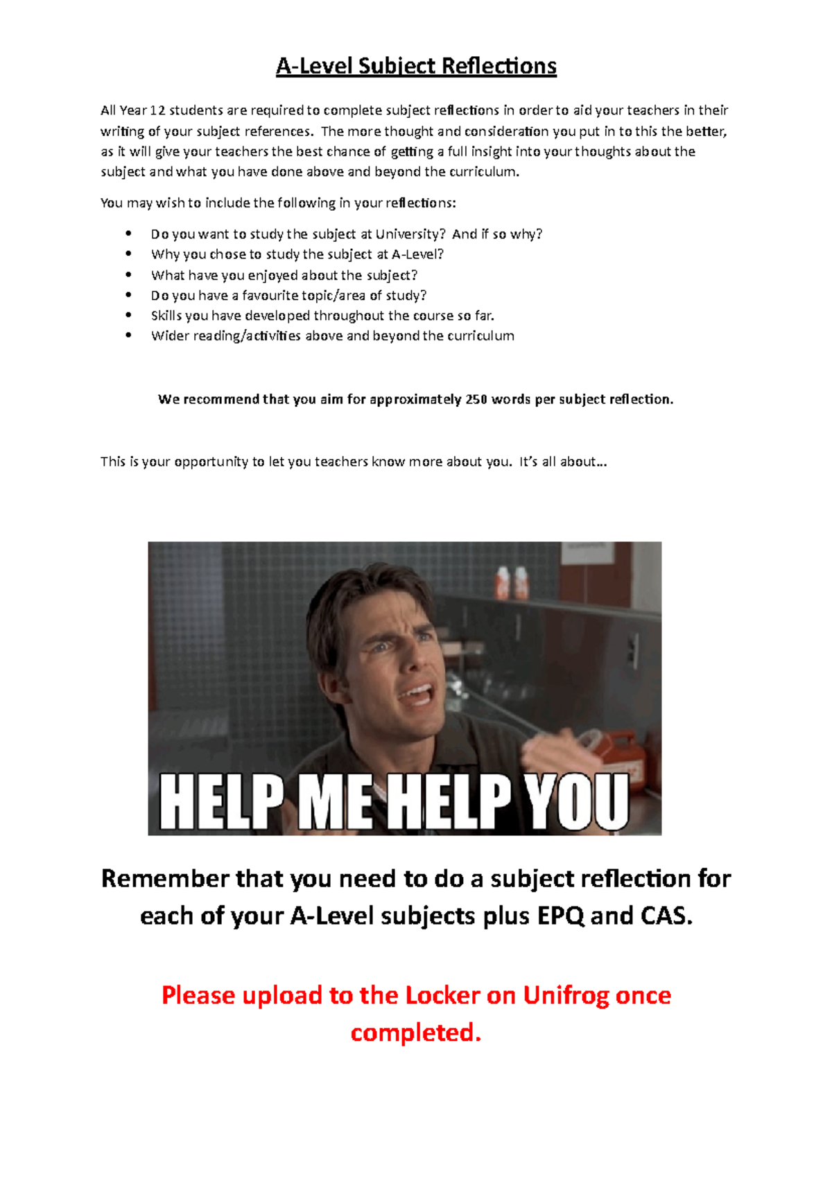 Y12 A-Level Subject Reflections 2019 - All Year 12 students are ...