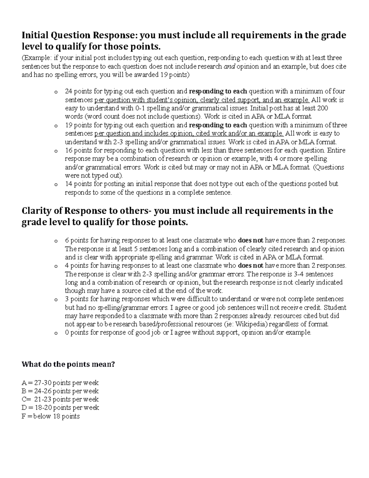 Discussion Board Rubric Initial Question Response you must include
