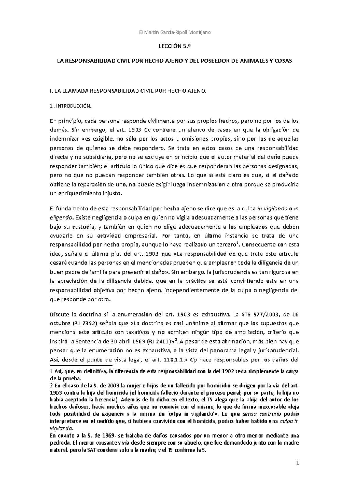 Lección 5 De Derecho De La Responsabilidad Civil Año 2022 - LECCIÓN 5.ª ...