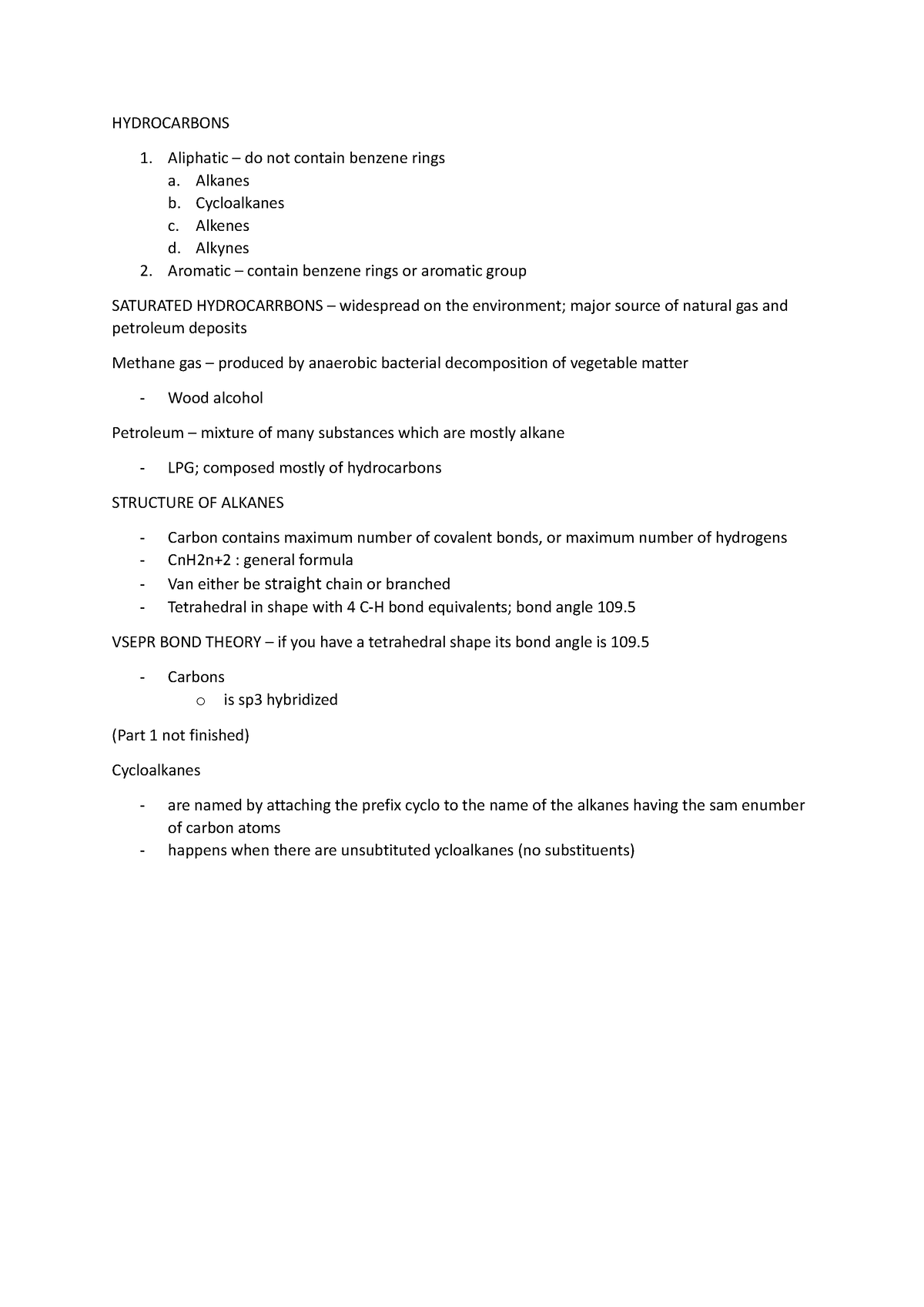 Hydrocarbons - HYDROCARBONS 1. Aliphatic – do not contain benzene rings ...