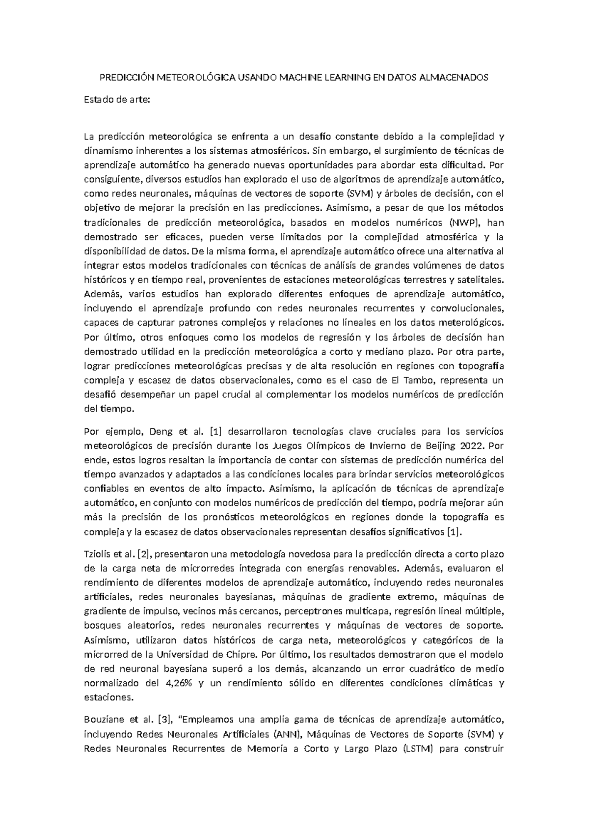 Estado DEL ARTE - Predicción Meteorológica Usando Machine Learning EN ...