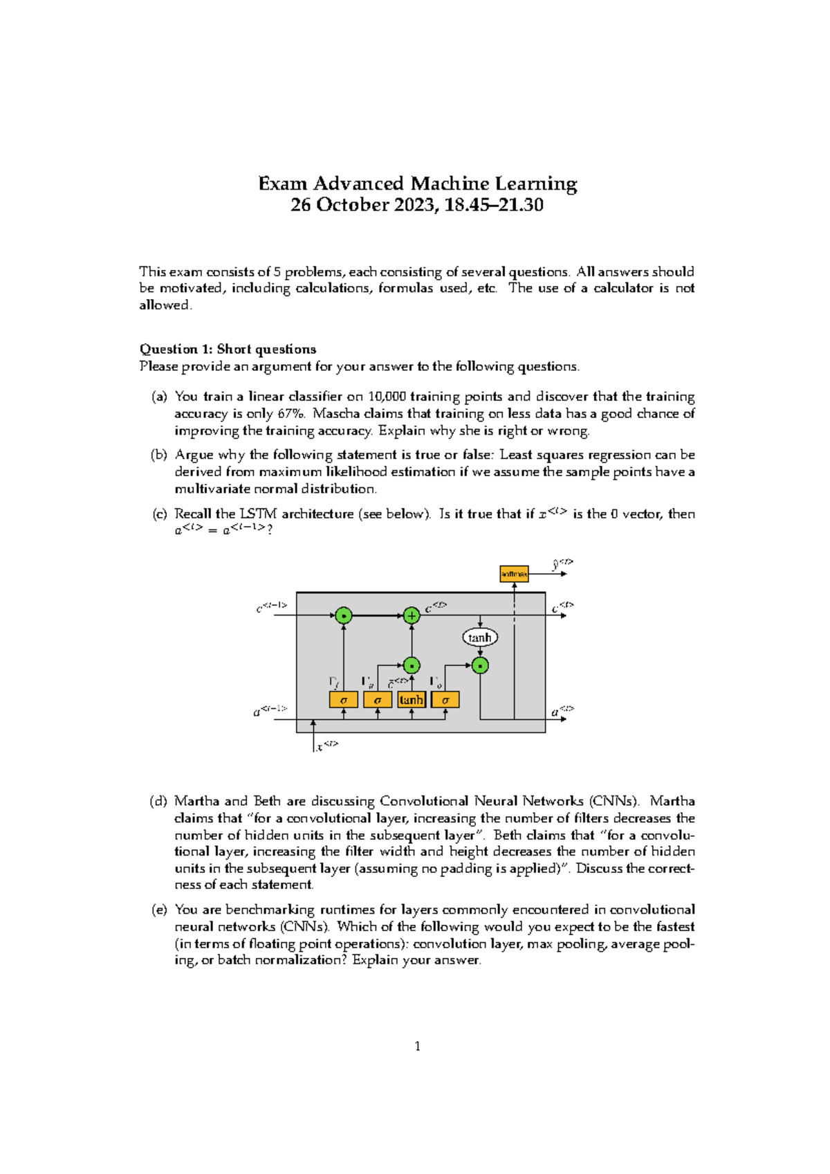 2023 exam - 2023 example exam - Exam Advanced Machine Learning 26 ...