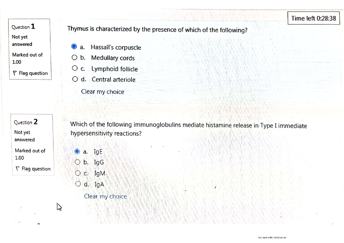 Blood Module Test B'26 - Time Left 0:28:38 Question 1 Thymus Is ...