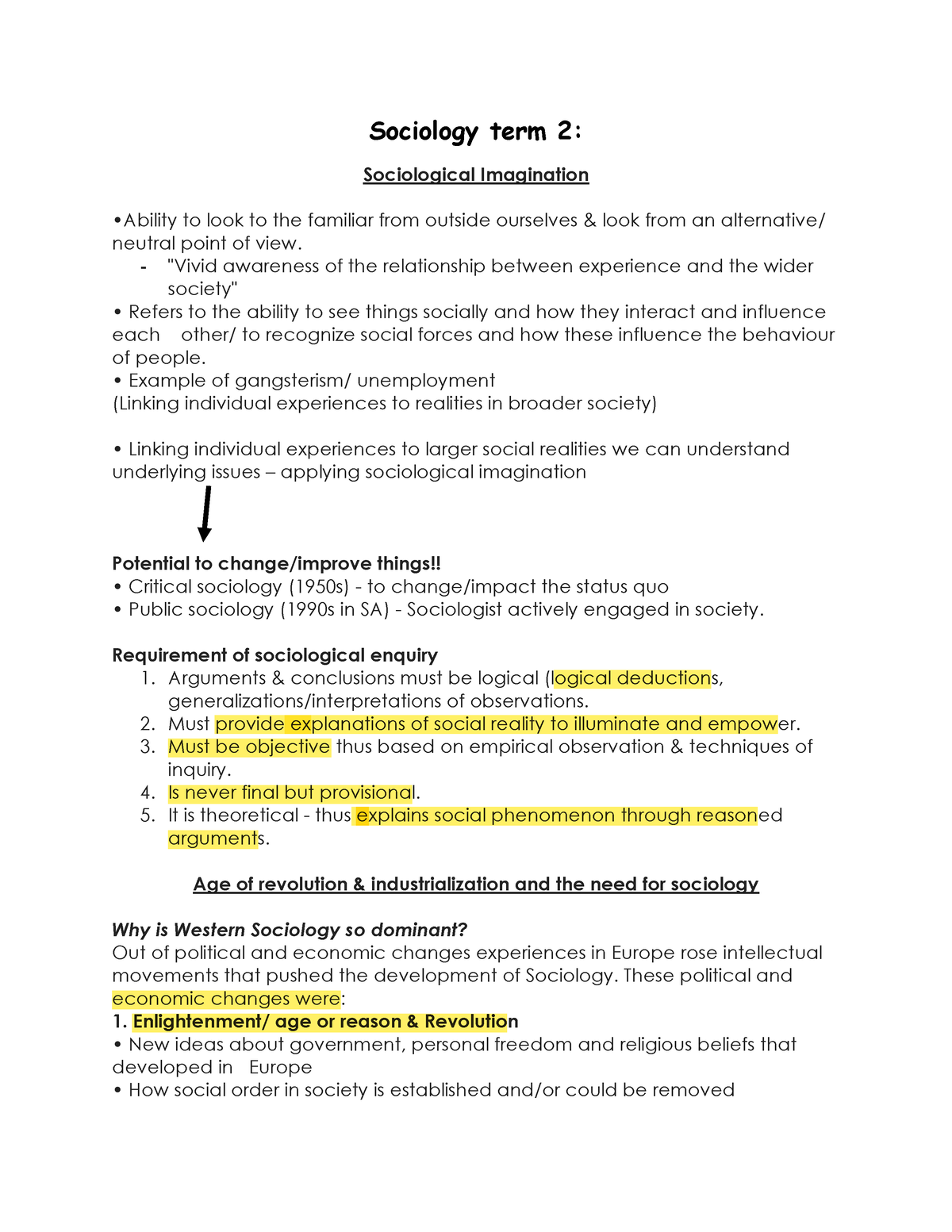 Sociology Updated Term 2 Notes - Sociology Term 2: Sociological ...