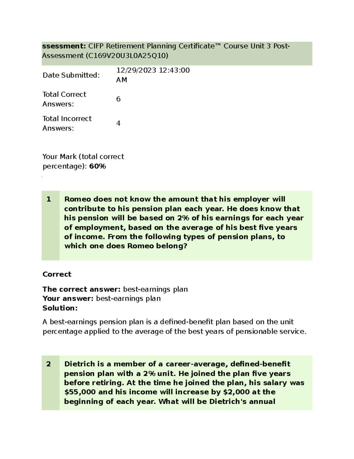 CIFP Unit 3 assessment - Retirement planning strategies - ssessment ...