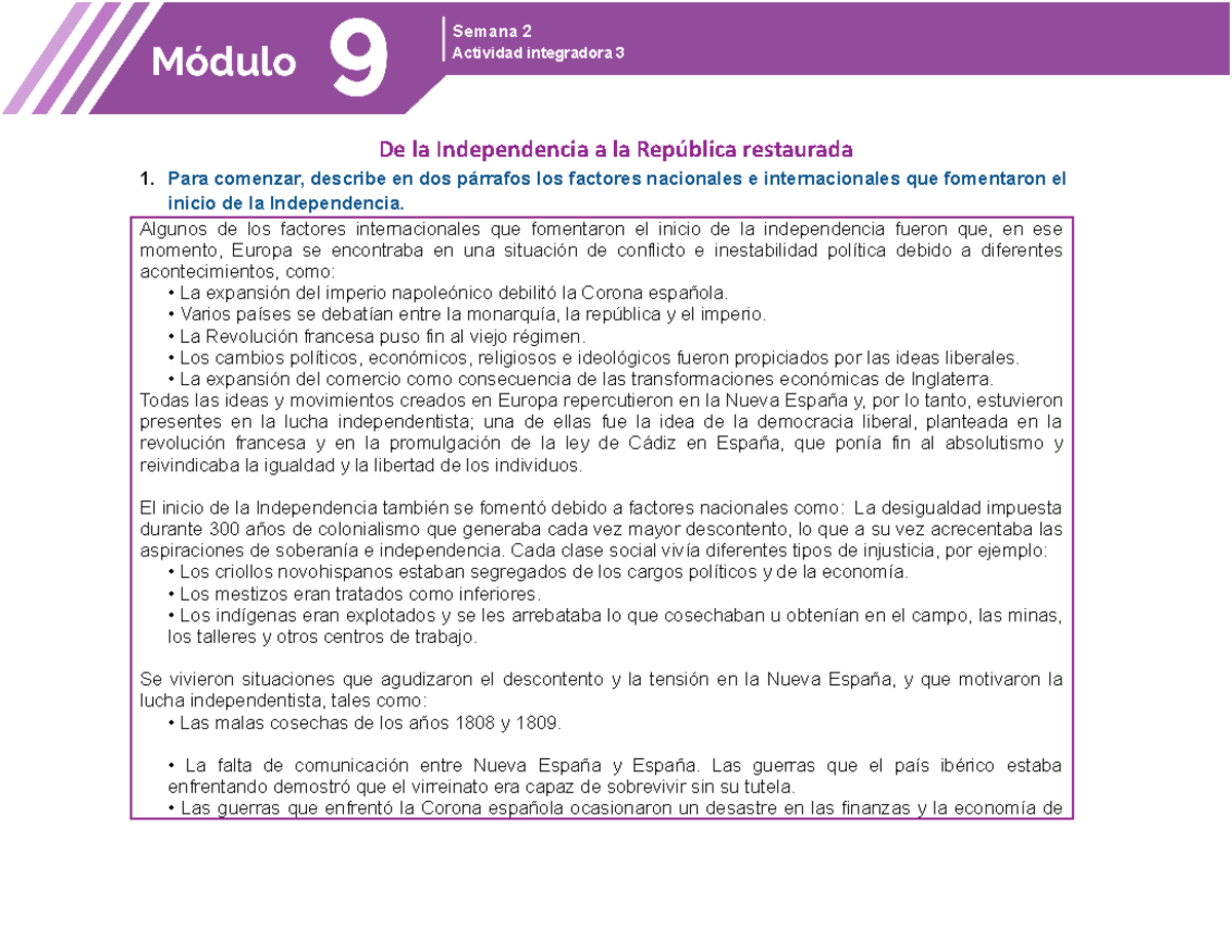 Prepa En Linea Sep De La Independencia A La República Restaurada 1 Para Comenzar Describe En 1536