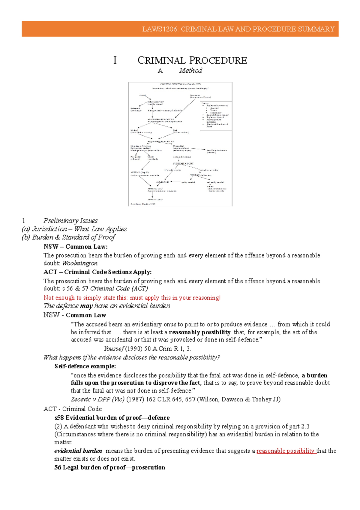 LAWS1206- Summar YY - LAWS1206: CRIMINAL LAW AND PROCEDURE SUMMARY I ...
