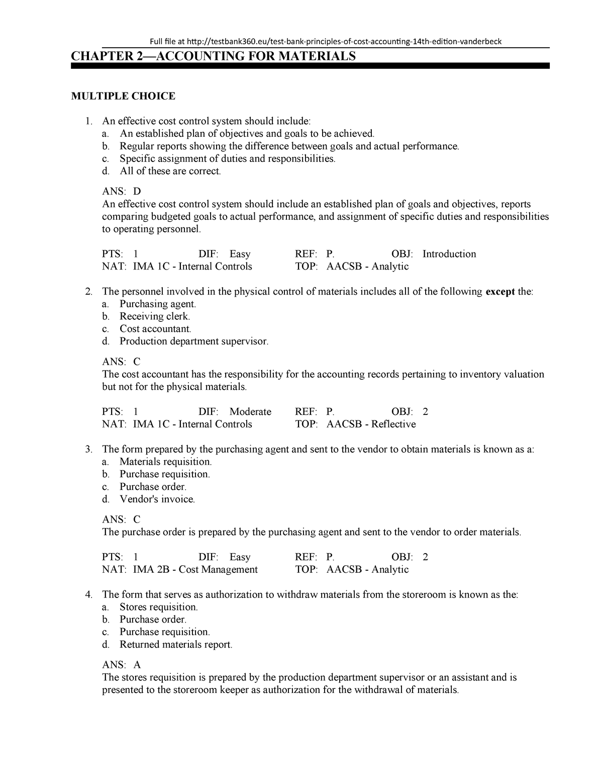 Pdfcoffee.com Test-bank-principles-of-cost-accounting-14th-edition ...