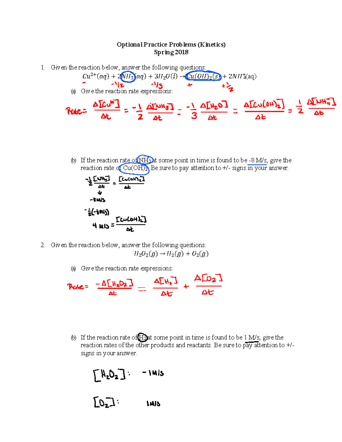 Exam+2+practice+problems - 4 Optional Practice Problems (Kinetics ...