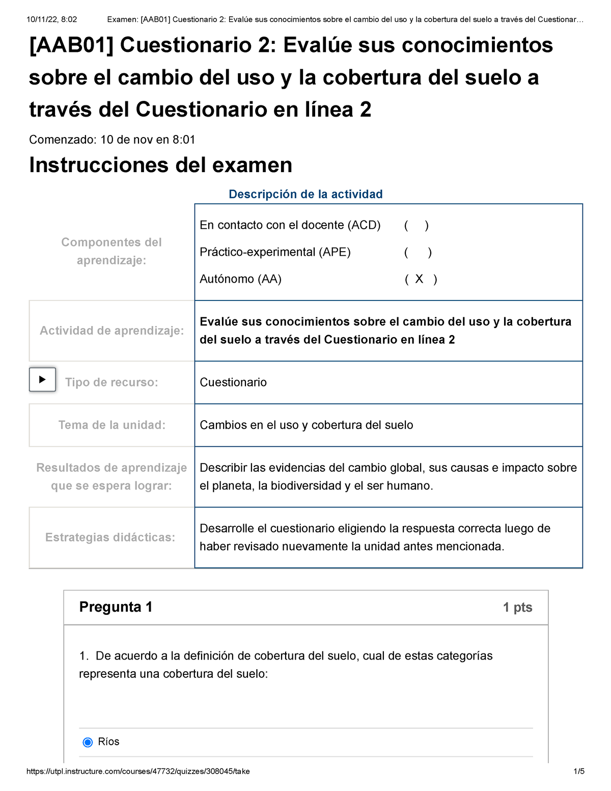 Examen [AAB01] Cuestionario 2 Evalúe Sus Conocimientos Sobre El Cambio ...