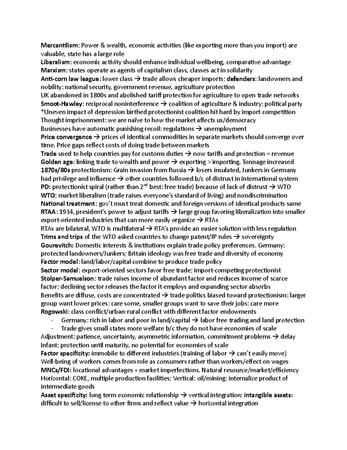 Notes to bring to midterm Mercantilism Power & wealth, economic