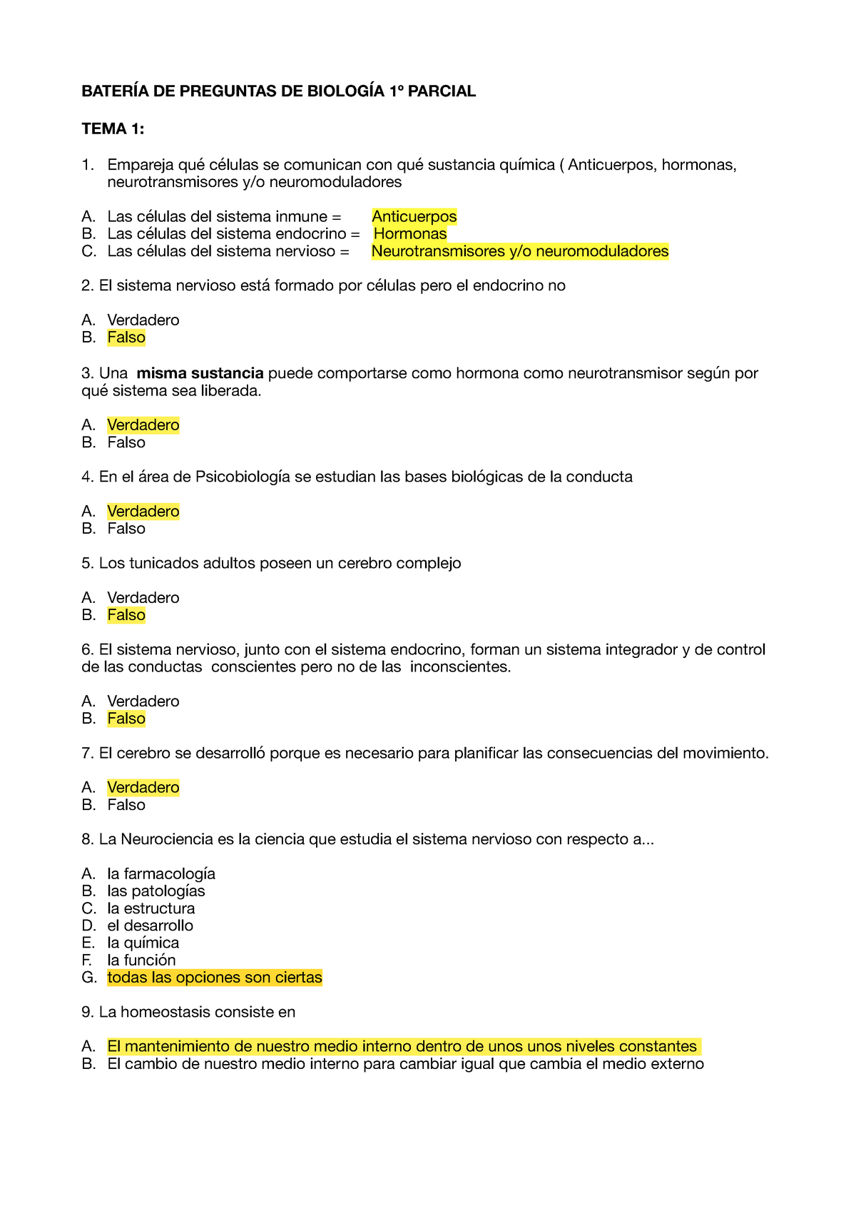 BC - Preguntas 1º - BATERÍA DE PREGUNTAS DE BIOLOGÍA 1º PARCIAL TEMA 1 ...