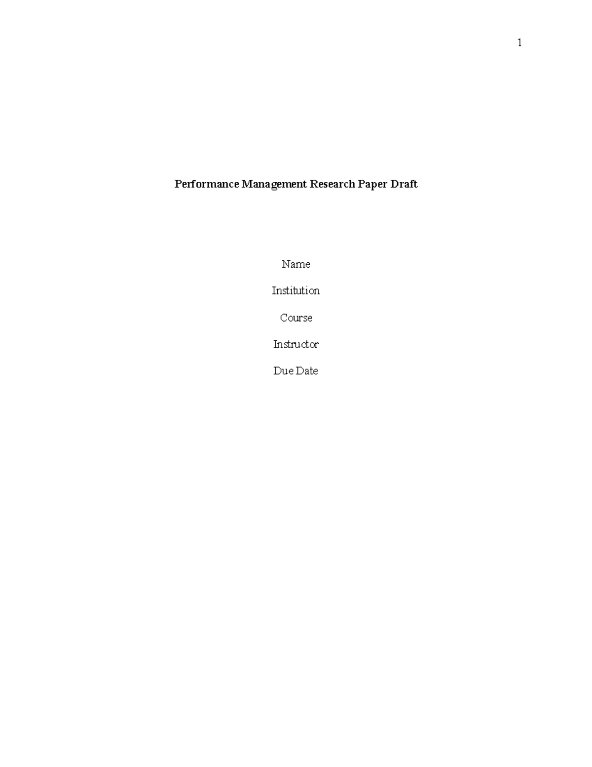 1 Performance Management Research Paper Draft - Performance Management ...