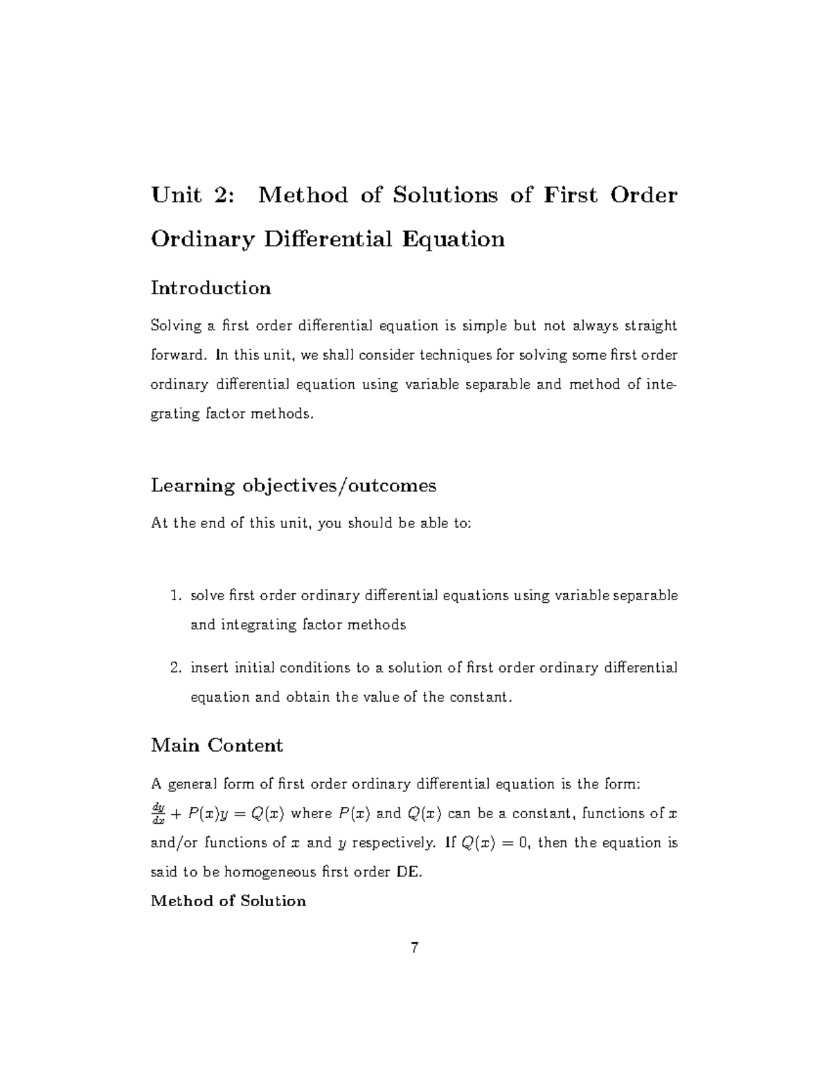 Method of Solution of first order 3a12d7e5518965558736647 c2a9b1819 ...