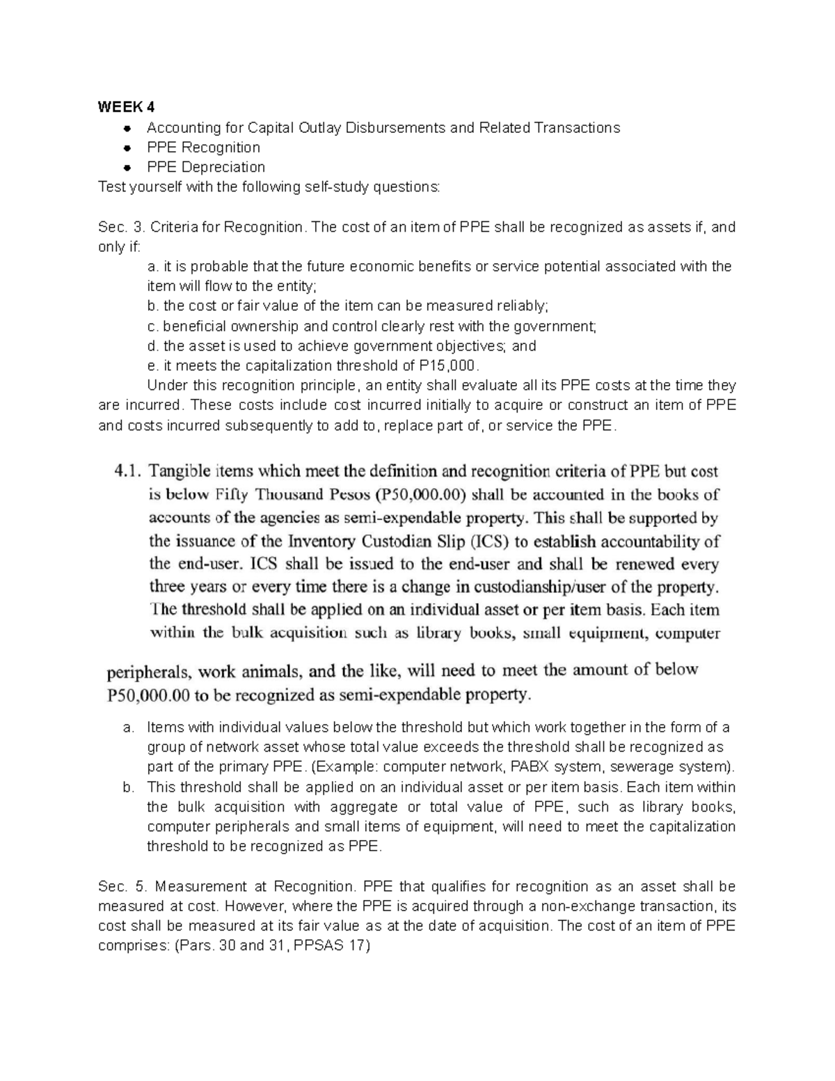 Week 4 Notes - Government accounting for property, plant, and equipment ...