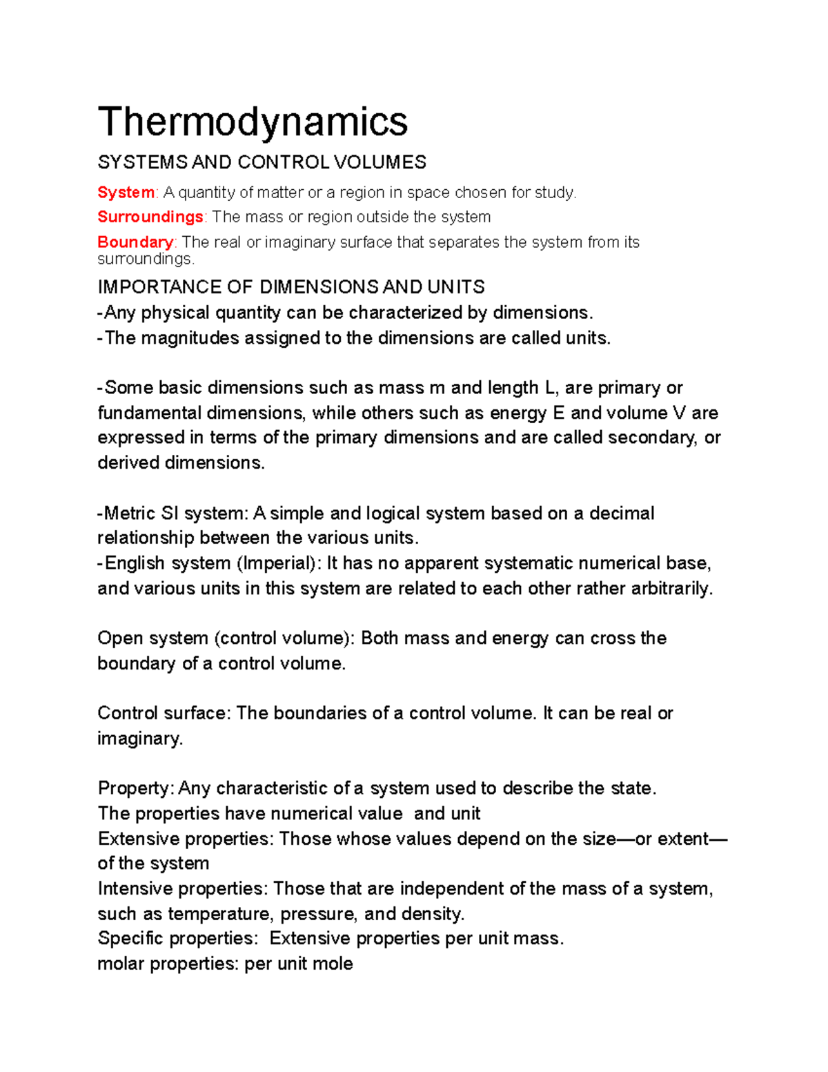 Thermodynamics - Lecture notes 2 - Thermodynamics SYSTEMS AND CONTROL ...