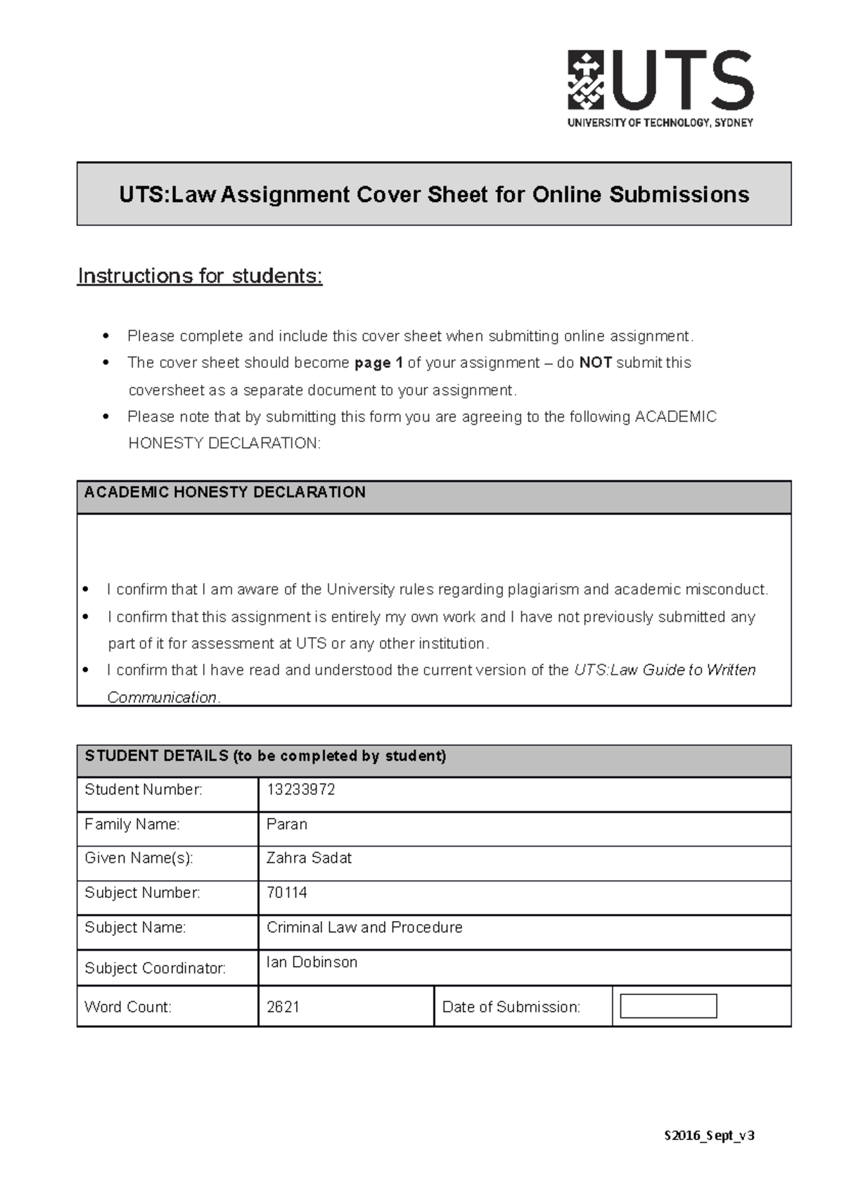 Assignment - The cover sheet should become page 1 of your assignment do ...