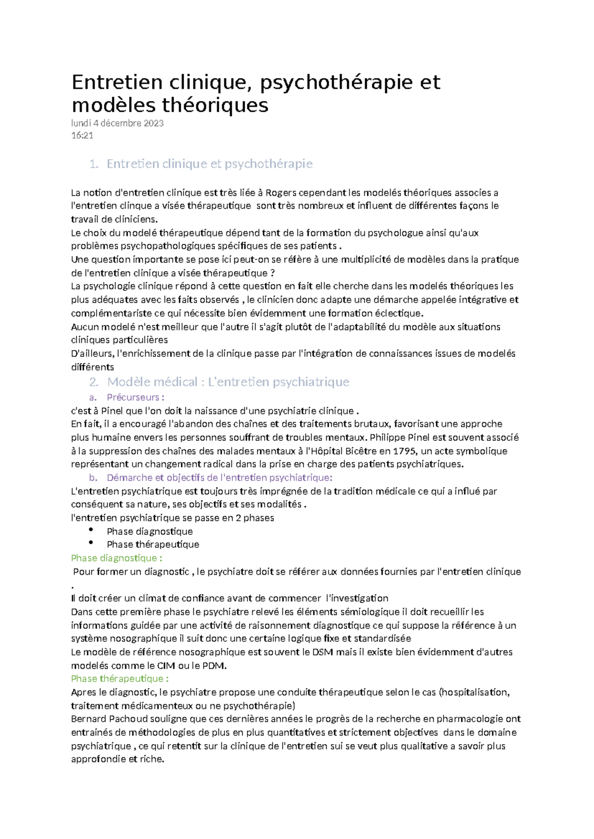 Entretien Clinique Psychoth rapie Et Mod les Th oriques Entretien 