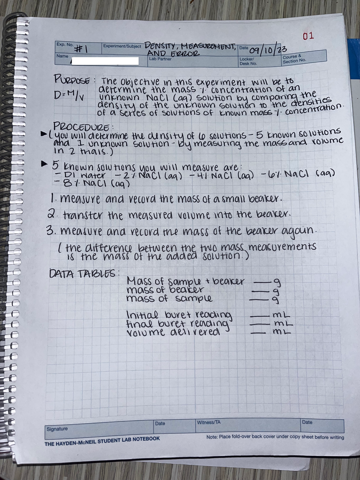 Exp1 prelab - Experiment #1 Pre Lab Report - CHEM105aLg - Studocu