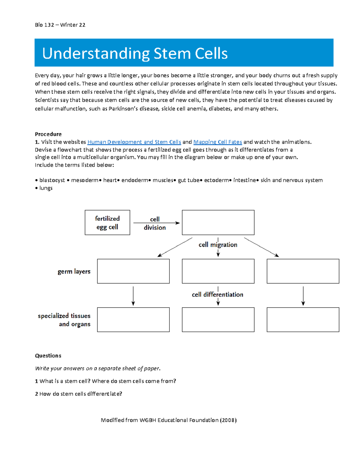 Bio 132 Dev active Learning W22 - Bio 132 – Winter 22 Modified from ...