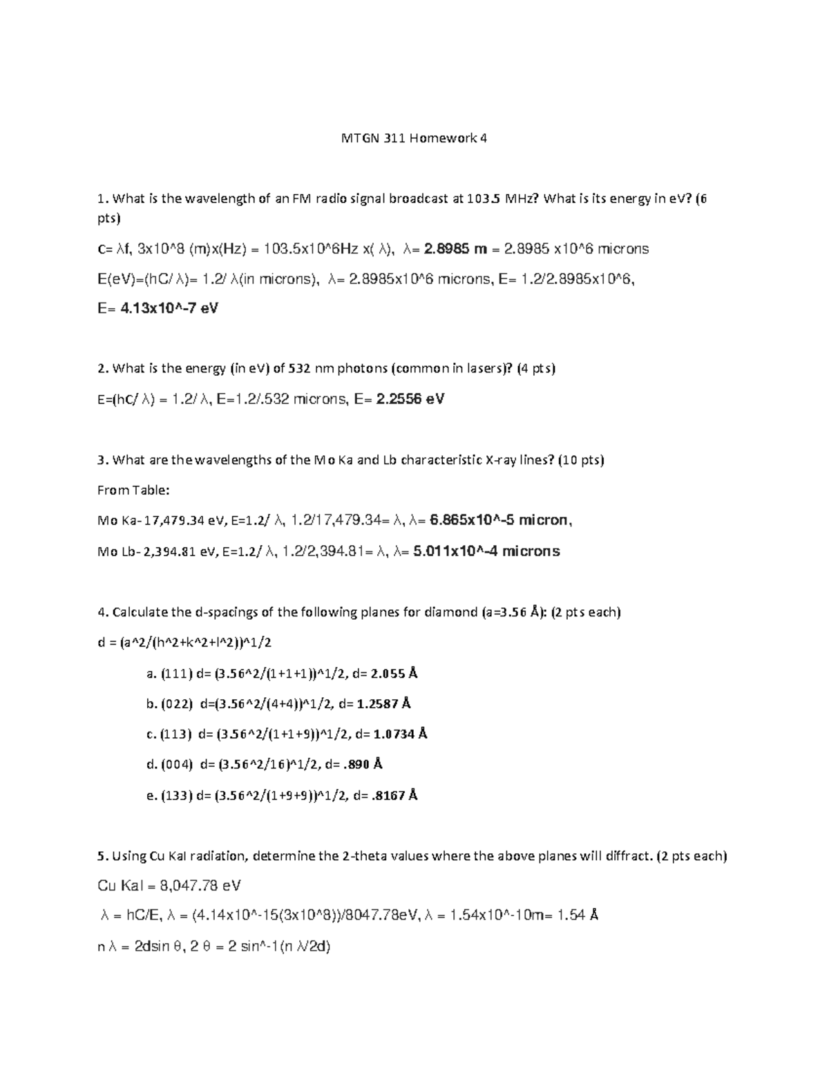 Mines MTGN 311 Structures of Materials Wavelength and Diffraction ...