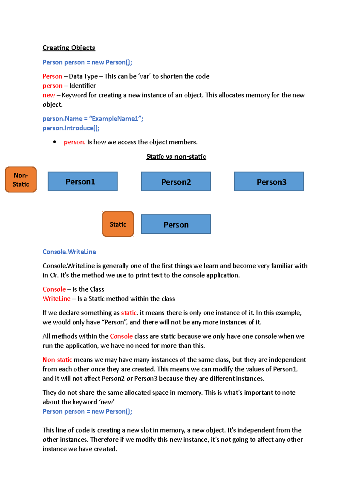 Creating Objects - Lecture notes 4 - Creating Objects Person person ...