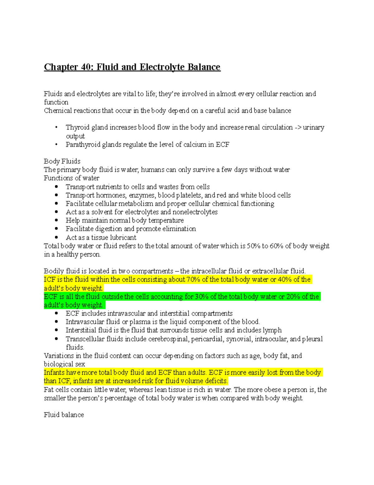 Fluids&Electrolytes - nnn - Chapter 40: Fluid and Electrolyte Balance ...