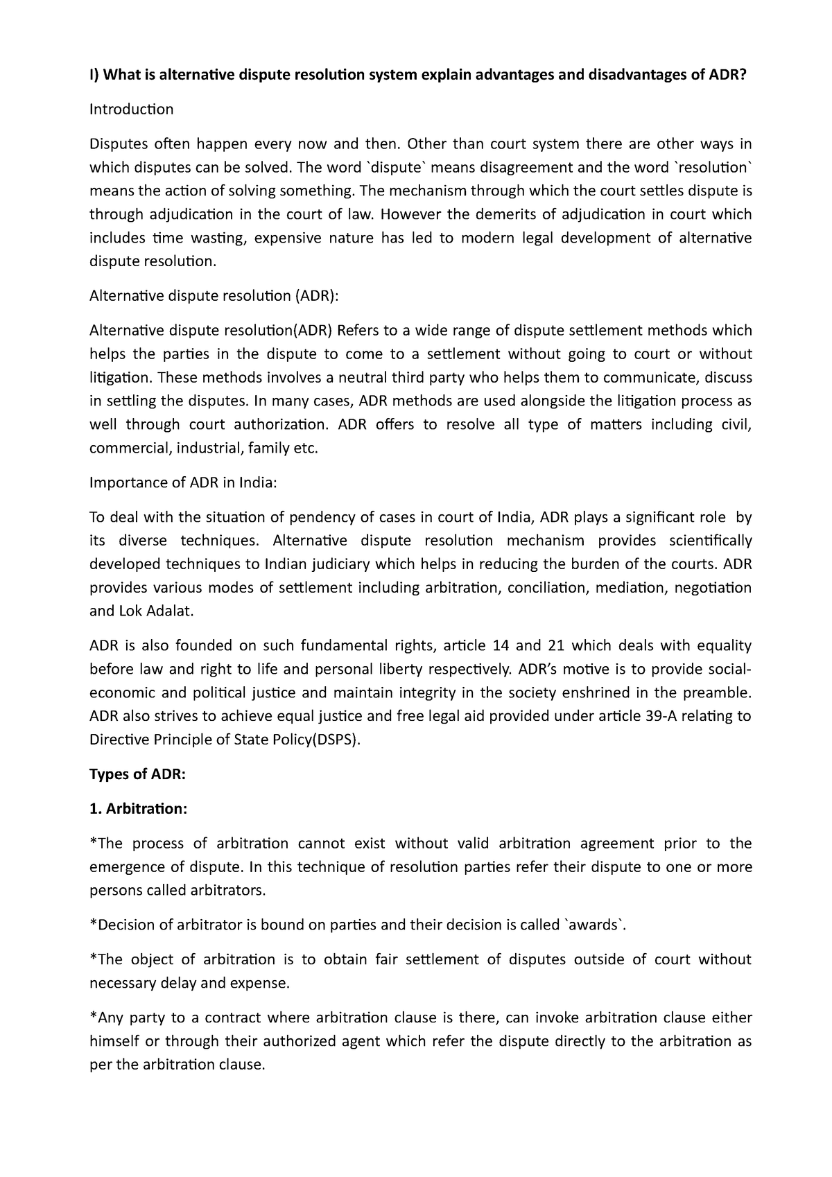 adrs-test-ques-answers-i-what-is-alternative-dispute-resolution