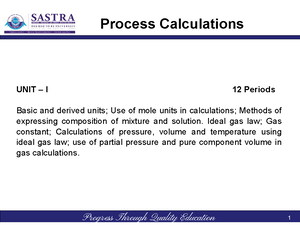 CHE101-lect 6,7 - process calculations notes - Process Calculations ...