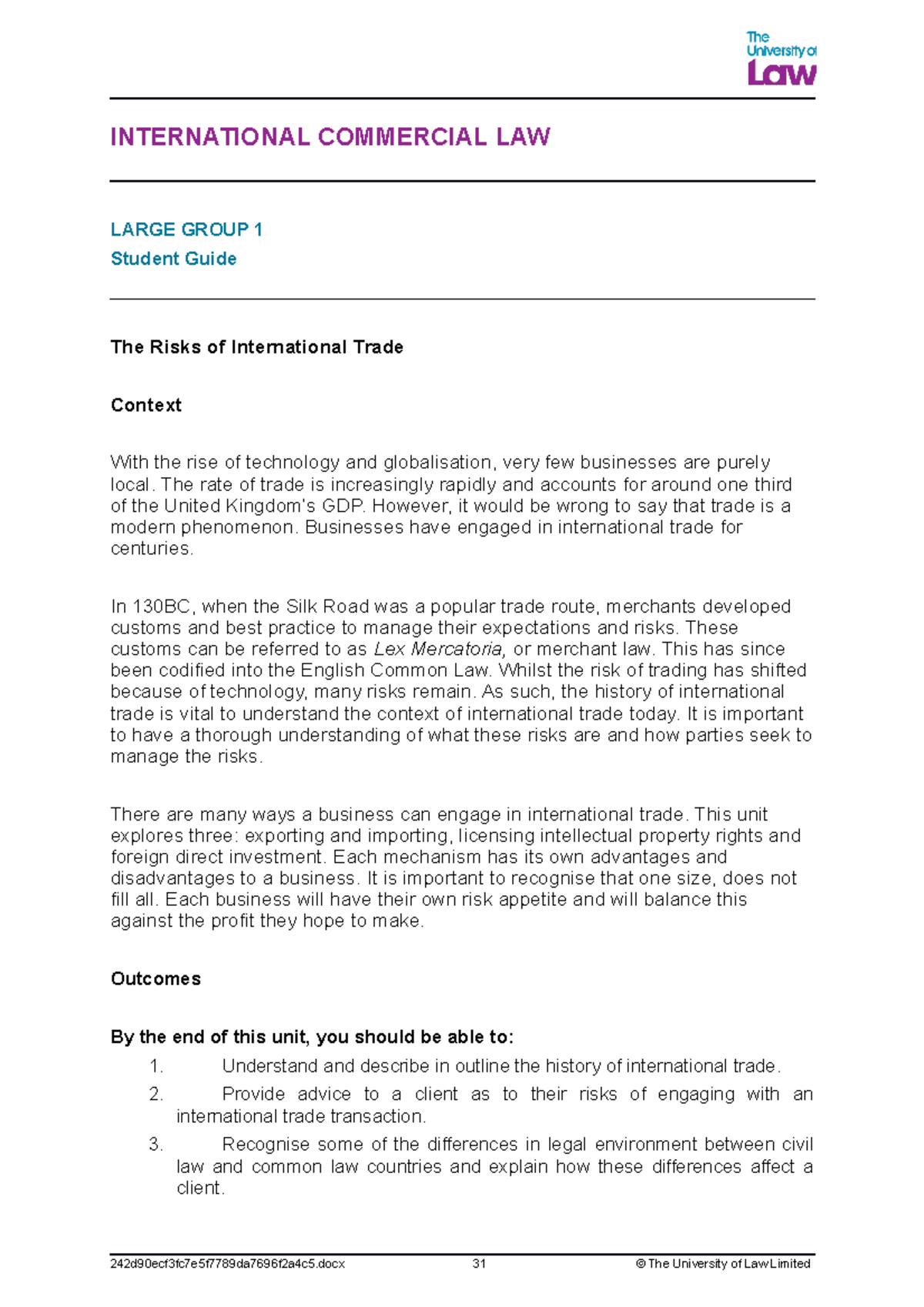 2324 icl lg01 ce01 student guide - INTERNATIONAL COMMERCIAL LAW LARGE ...