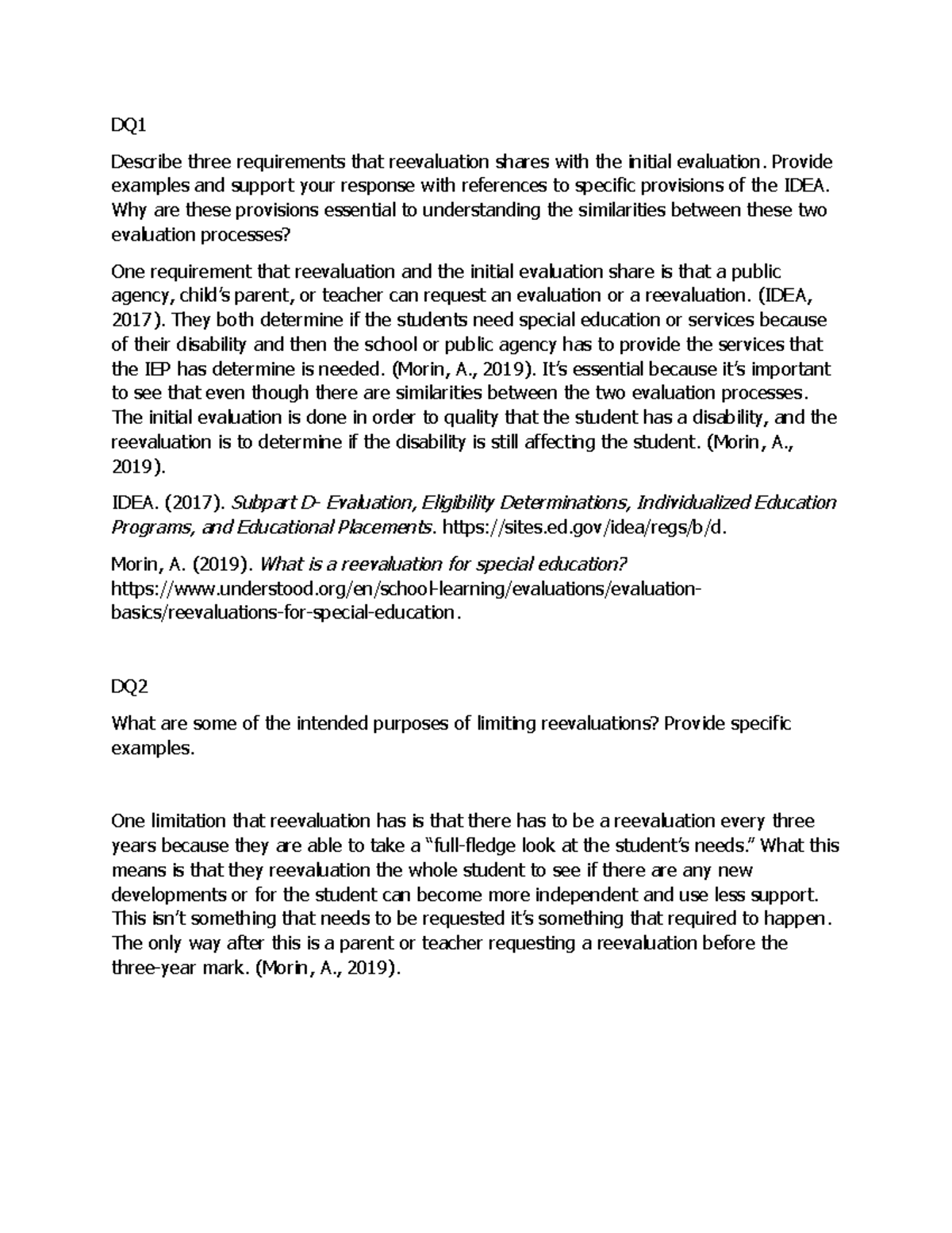 Assessment and Eligibility in Special Education SPD-320 DQ1+2 wk8 - SPD ...