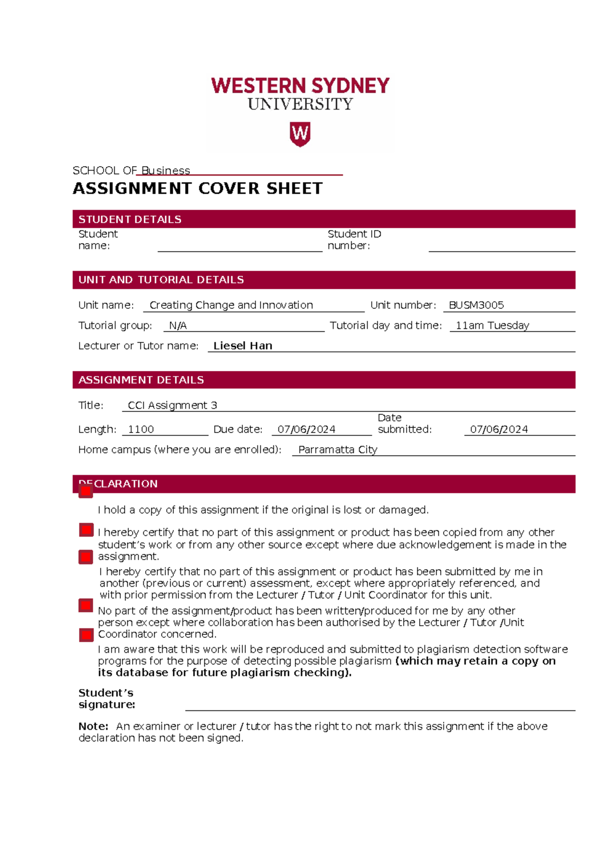 CCI Assignment 3 - PLEASE FOLLOW AS GUIDE GOT LIKE MID TO UPPER MARKER ...