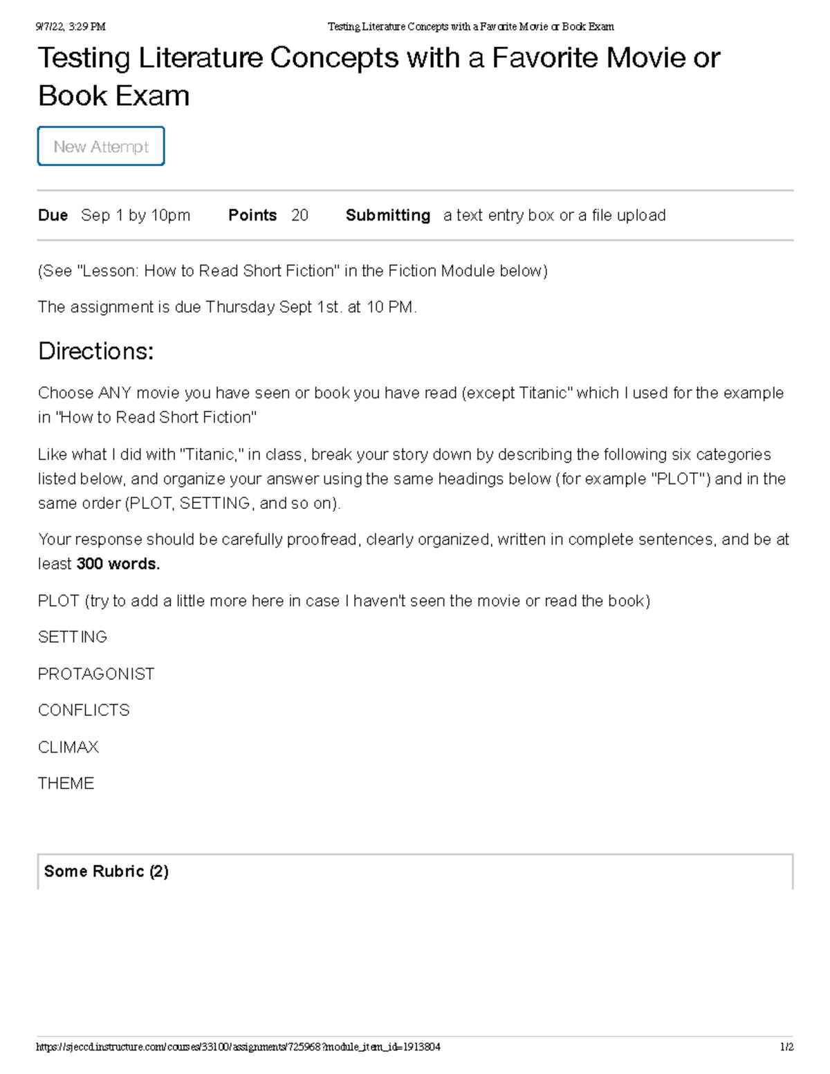 Testing Literature Concepts with a Favorite Movie or Book Exam 30