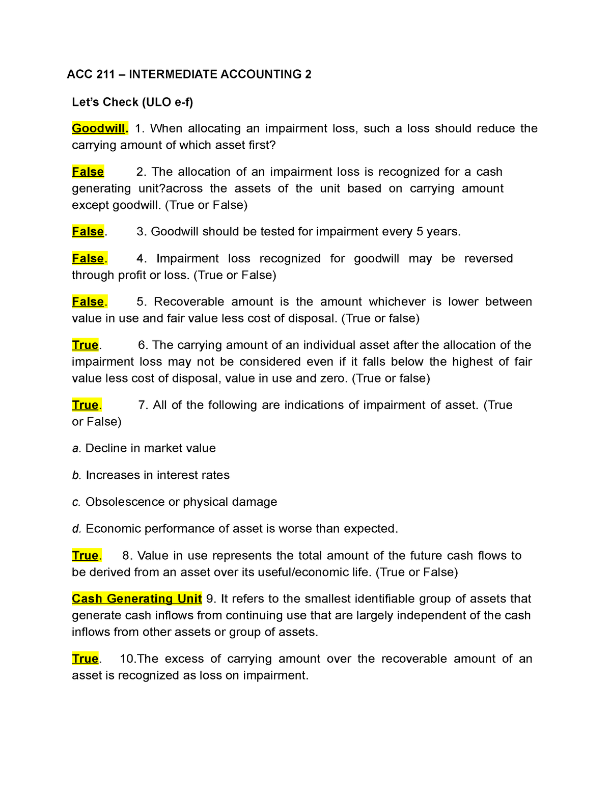 Intermediate Accounting 2 - 4-5 ULO E-F Let's Check - ACC 211 ...