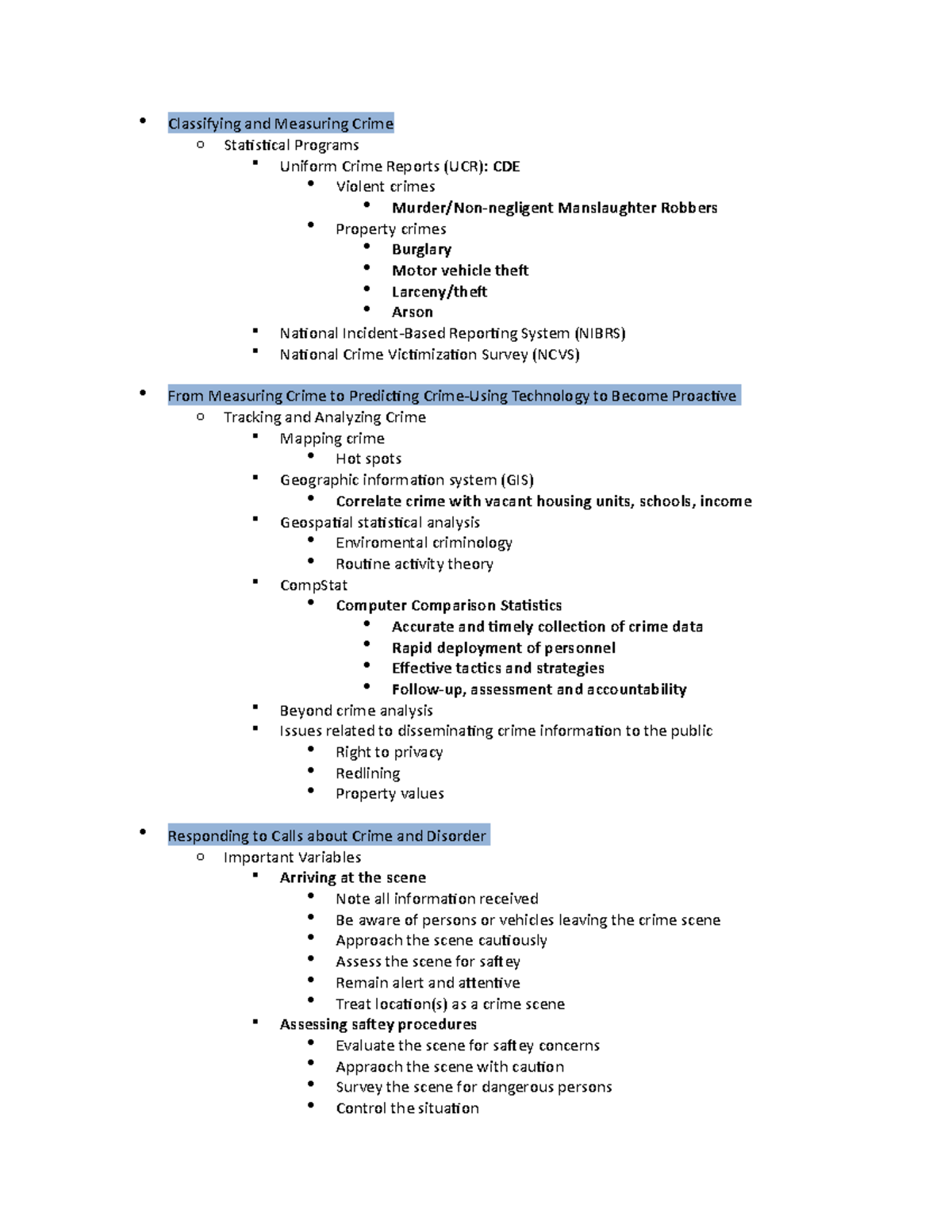 Ch. 6 Notes - Classifying and Measuring Crime o Statistical Programs ...