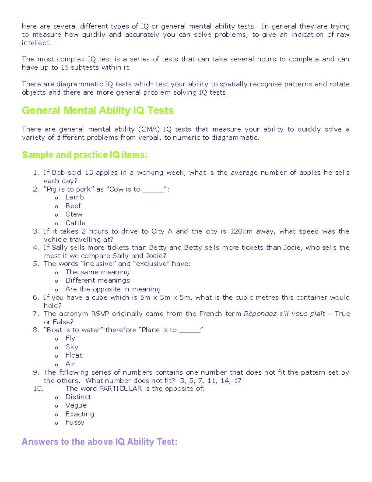 Iq-test-reviewer compress - here are several different types of IQ or ...