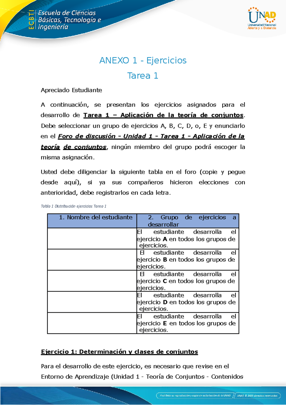 Anexo 1 - Ejercicios Tarea 1 - ANEXO 1 - Ejercicios Tarea 1 Apreciado ...