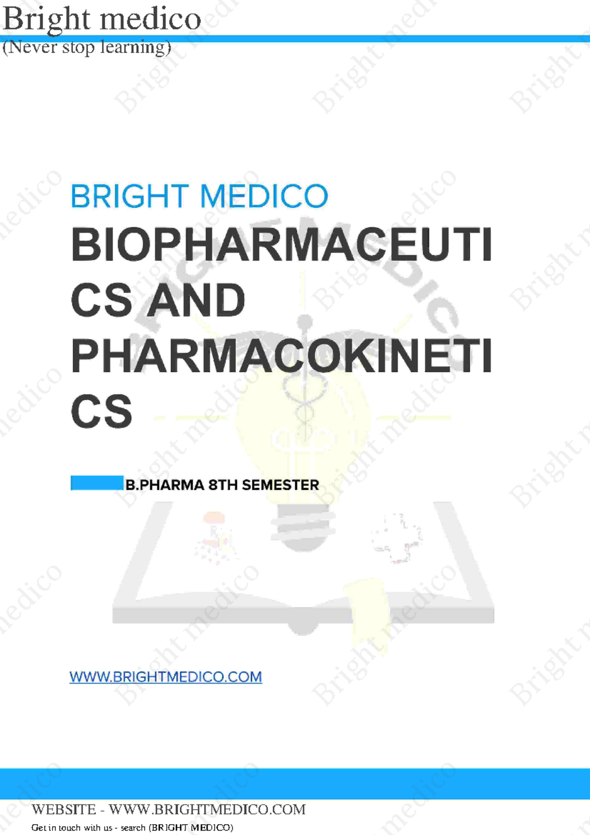 6th semester Biopharmaceutics Unit -1 B.pharma Bright medico - Bright ...