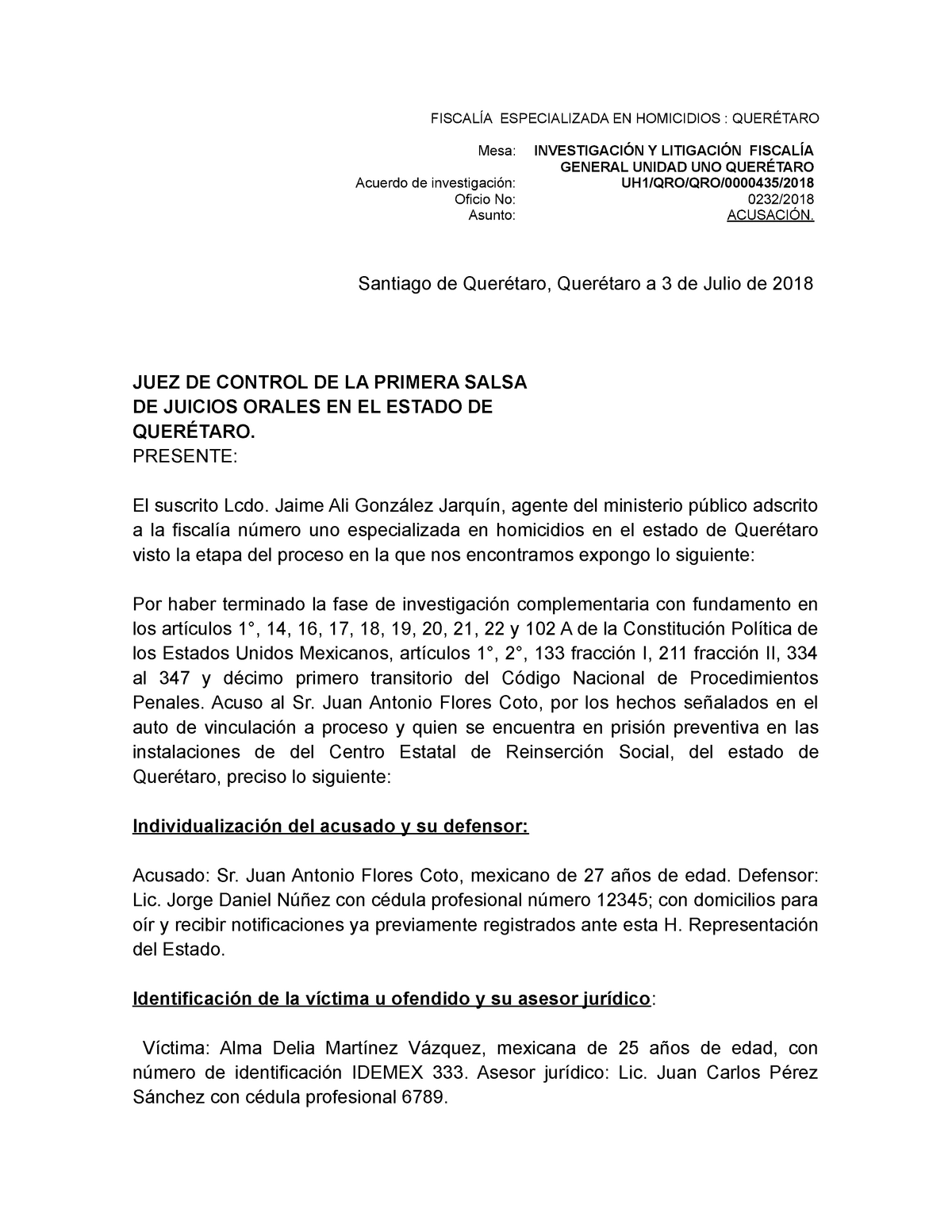 Carta De Acusacion 7723