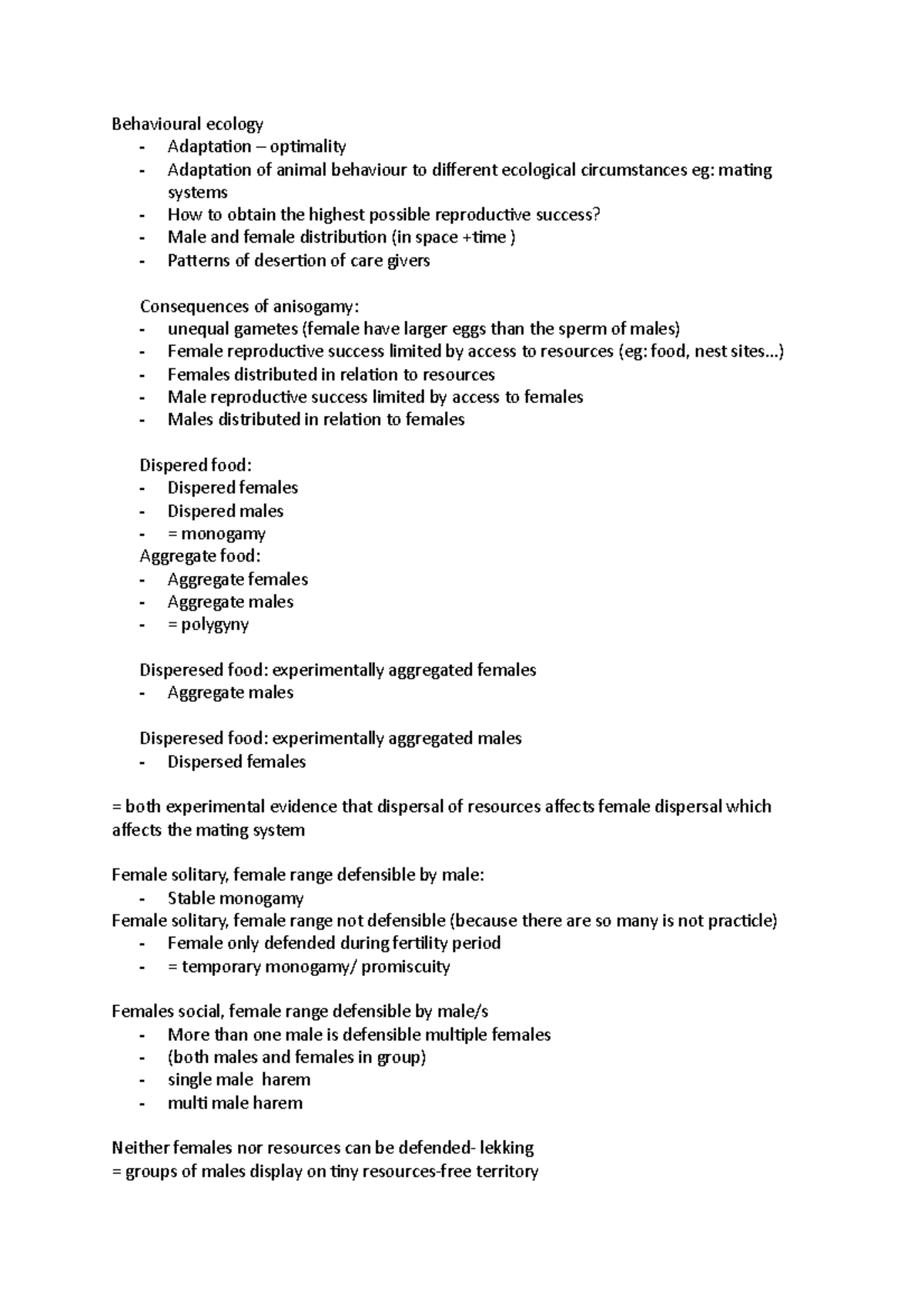 Behavioural ecology and optimality 1&2 - Behavioural ecology ...