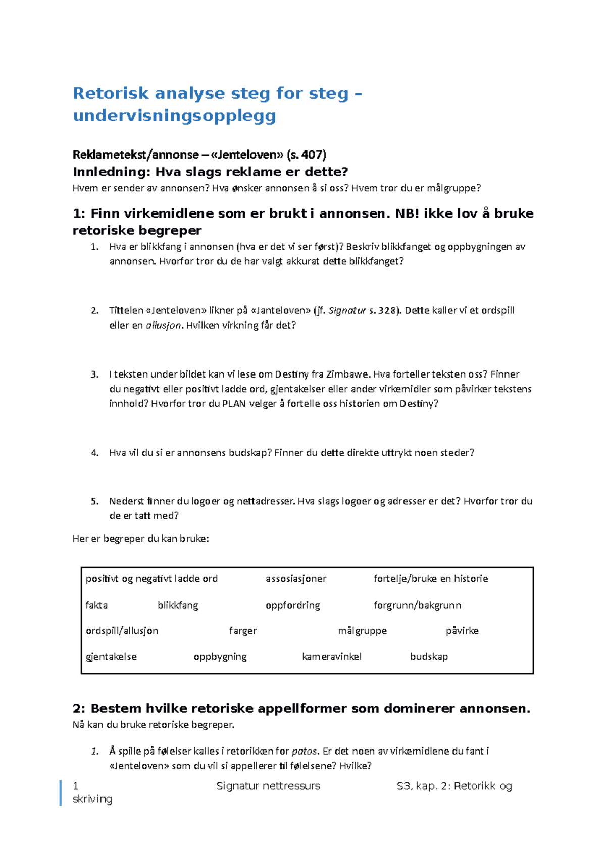 S3 Retorisk Analyse Steg For Steg - Retorisk Analyse Steg For Steg ...