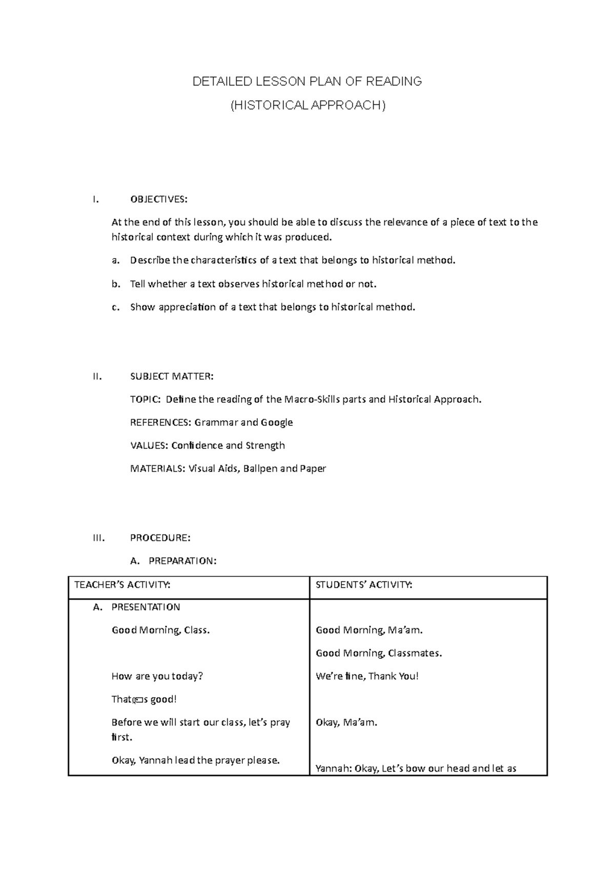 Detailed Lesson PLA1 DETAILED LESSON PLAN OF READING HISTORICAL detailed-lesson-pla1-detailed-lesson-plan-of-reading-historical
