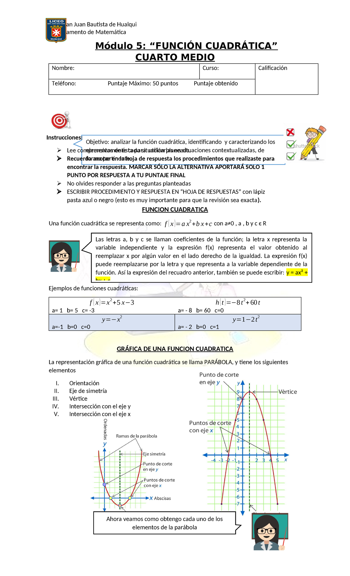 Modulo 5 Cuartos Medios - Departamento de Matemática Módulo 5: “FUNCIÓN ...