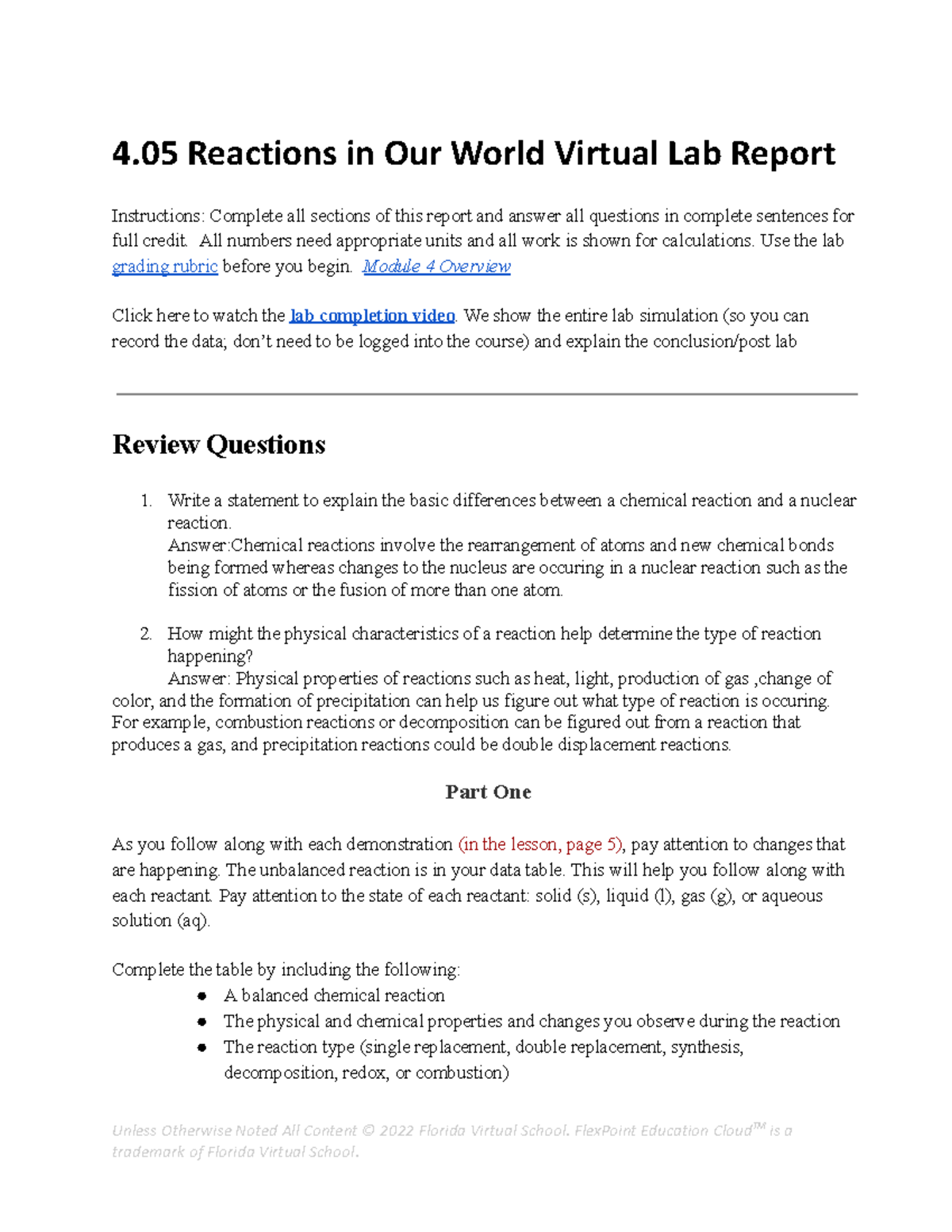 Copy of 4.05 Reactions in Our World Lab Report 4 Reactions in Our